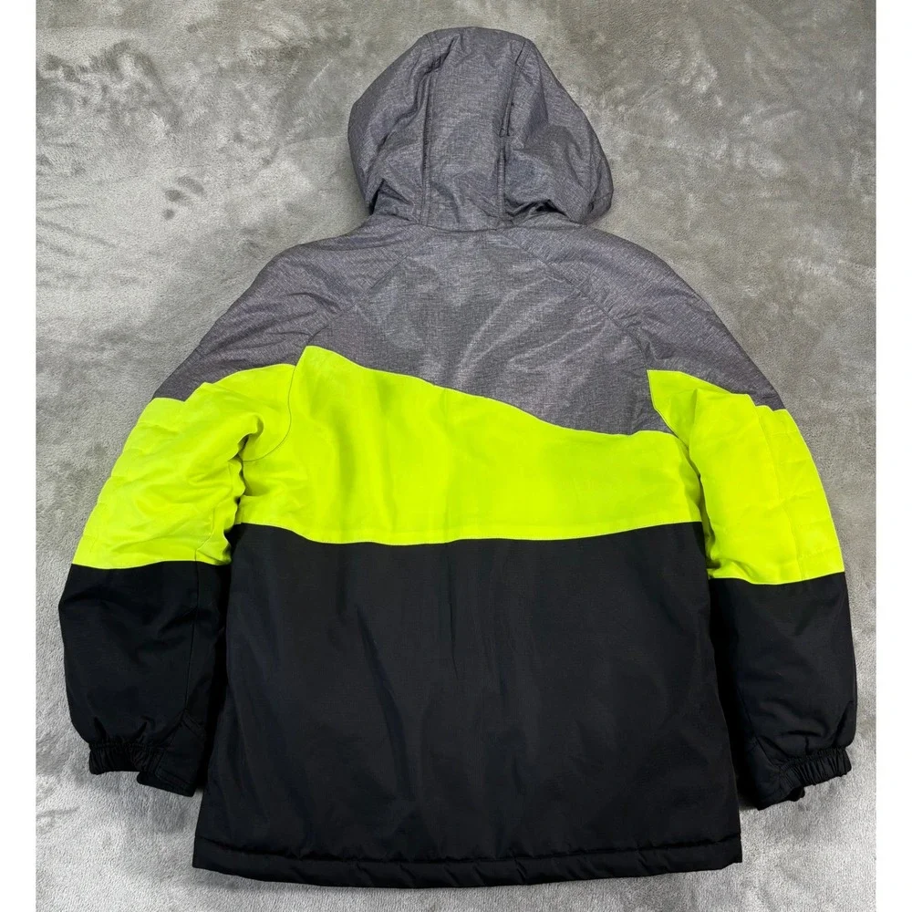 ZeroXposur Winter Jacket Coat Puffer boys‎ 10/12 Grey Neon Yellow Colorblock